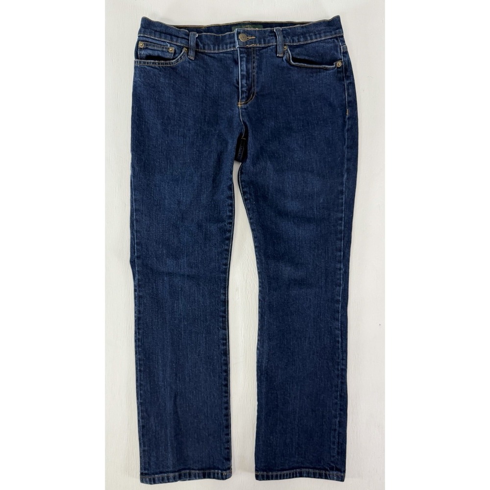 Lauren Jeans Co. Ralph Lauren Women's 6P Low Rise Straight Jeans Dark Blue LRL